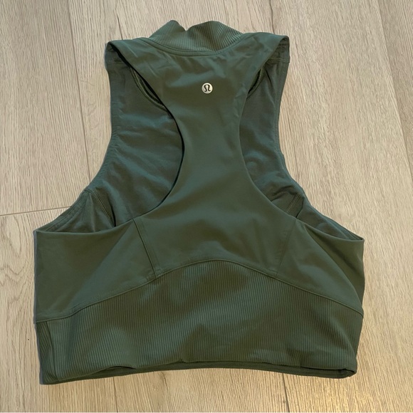 Lululemon Train Free Crop Tank - Algae Green Mockneck Top - Picture 7 of 7
